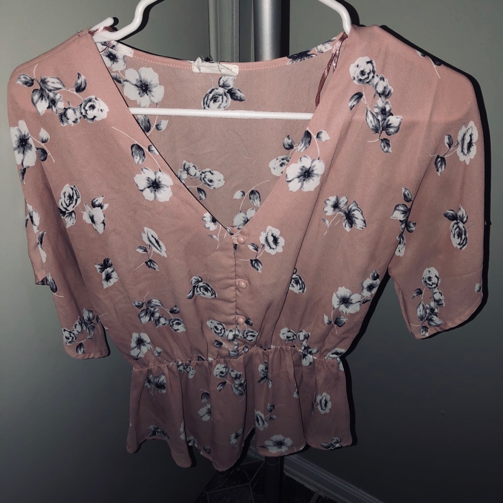 Blush pink flower blouse